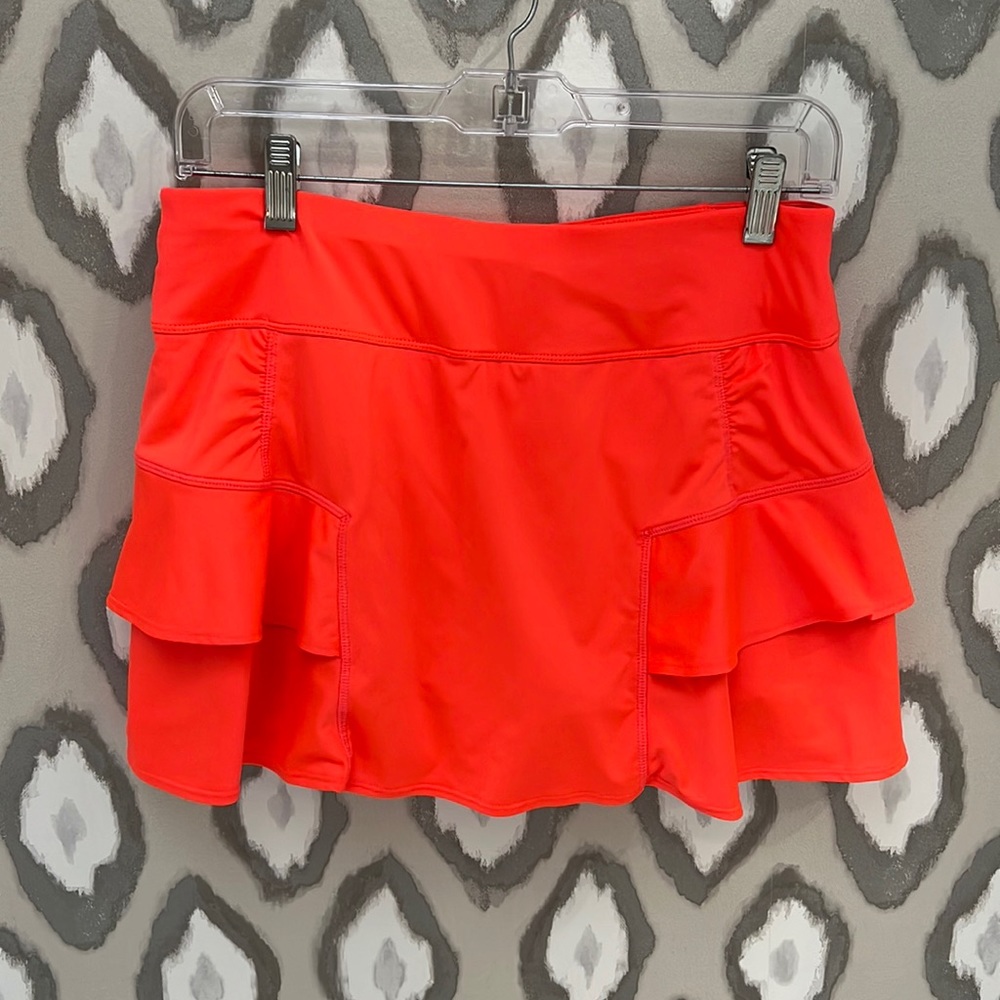 coral ruffle tennis skirt